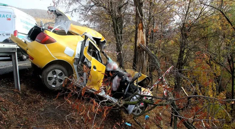 Ağaca çarpan taksideki yolcu öldü, şoför ağır yaralandı