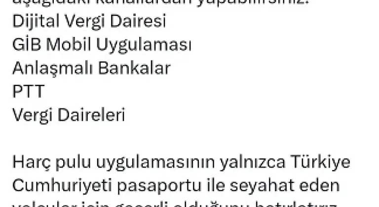 Havayolları yolcularını uyardı; basılı harç pulu dönemi sona eriyor