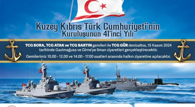 KKTC'nin kuruluş yıl dönümünde savaş gemileri ziyarete açık olacak