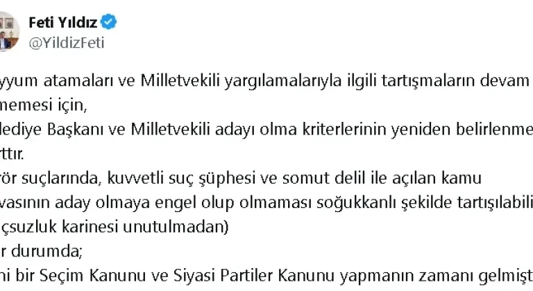 MHP'li Yıldız: Yeni bir seçim kanunu ve siyasi partiler kanunu yapmanın zamanı gelmiştir